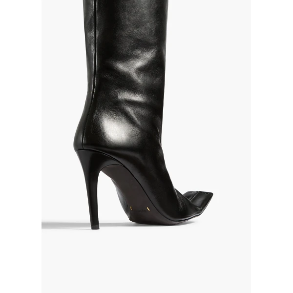 Marlene Knee-High Boot in Black Leather - Image 5