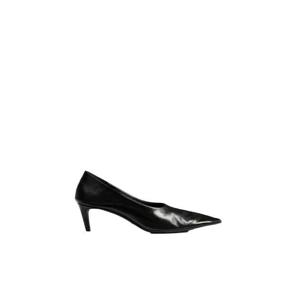 Marlene Low Pump in Black Glazed Leather - Image 4