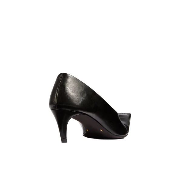 Marlene Low Pump in Black Glazed Leather - Image 5
