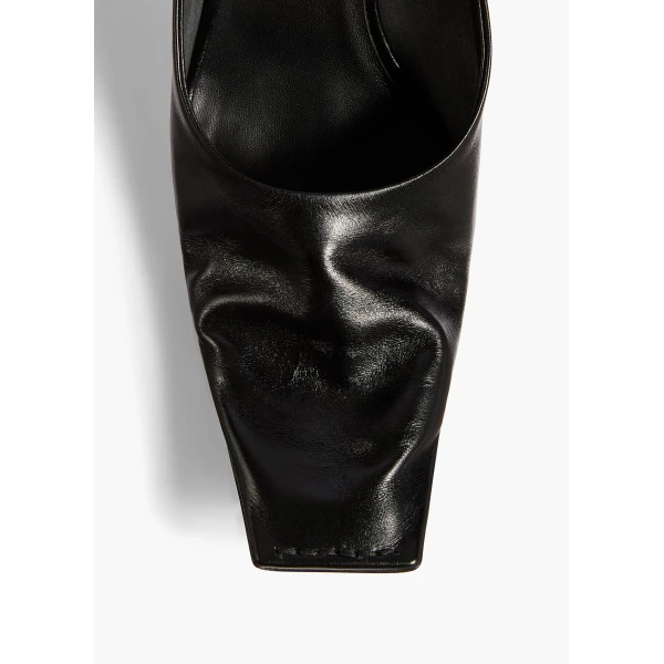 Marlene Low Pump in Black Glazed Leather - Image 6