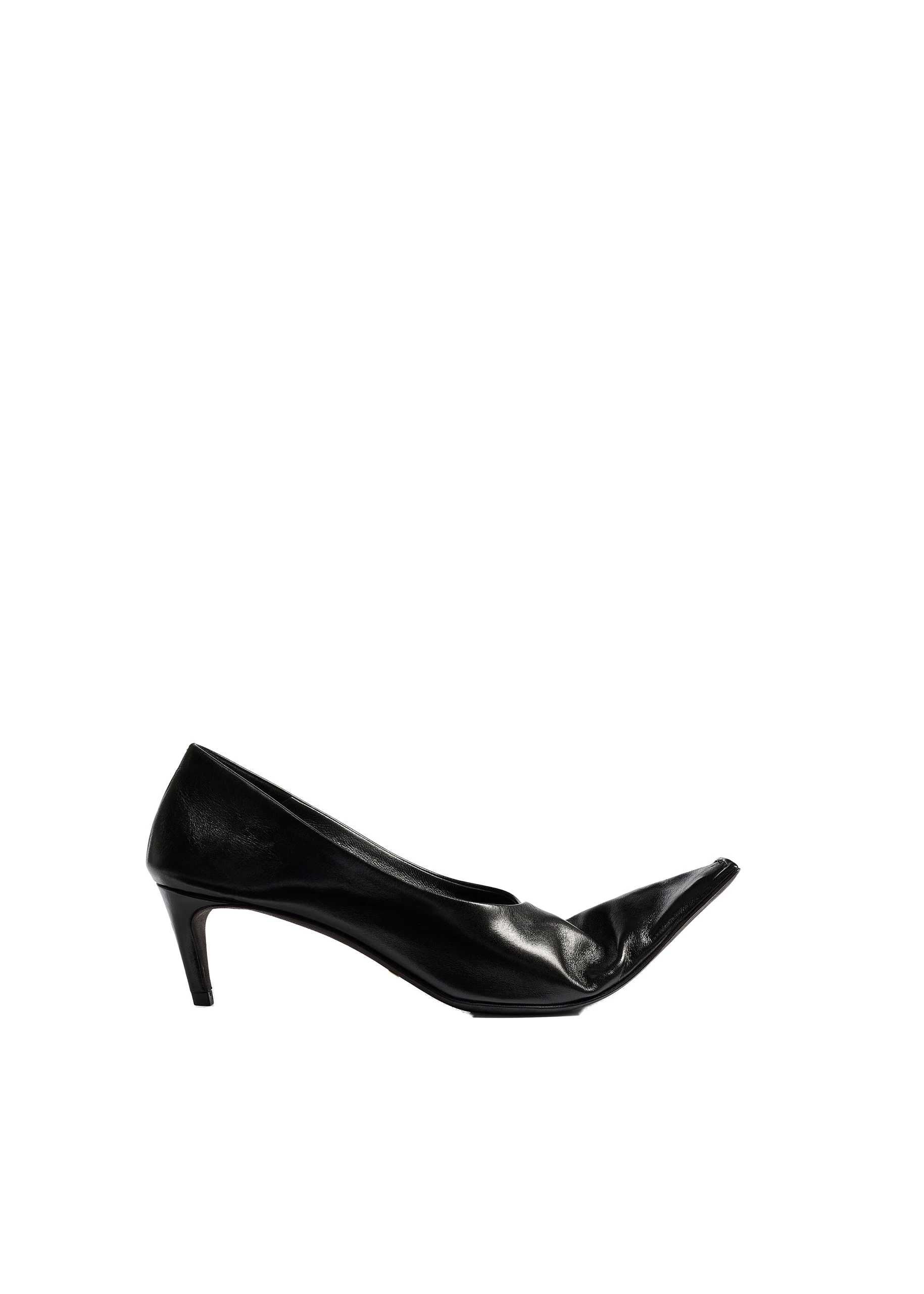 Khaite Marlene Low Pump in Black Glazed Leather | Buy Shoes at Luxury Shoes Khaite Marlene Low Pump in Black Glazed Leather