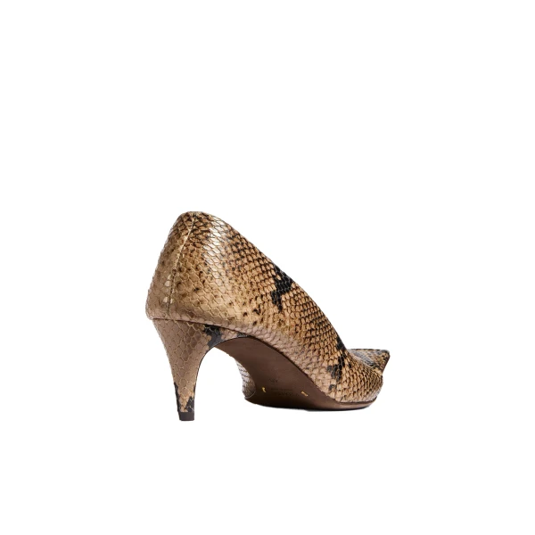 Marlene Low Pump in Python-Embossed Taupe - Image 4