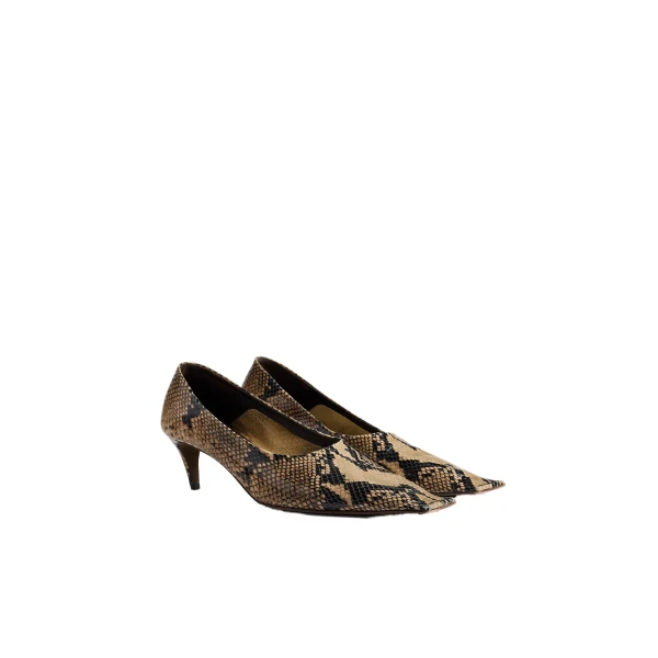 Marlene Low Pump in Python-Embossed Taupe - Image 6
