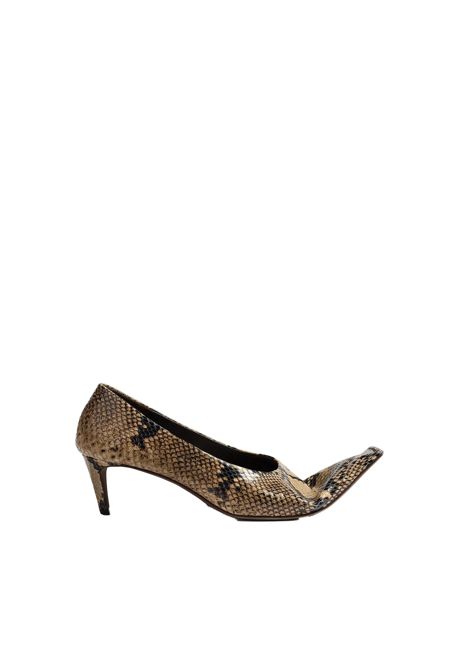 Khaite Marlene Low Pump in Python-Embossed Taupe | Buy Shoes at Luxury Shoes Khaite Marlene Low Pump in Python-Embossed Taupe