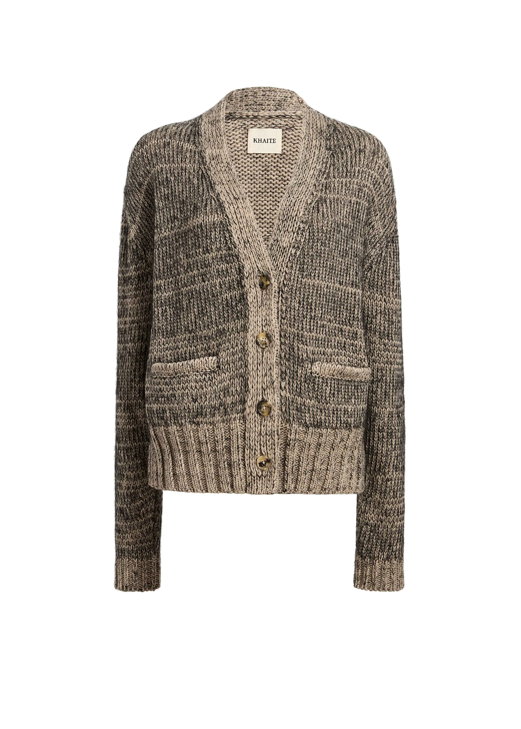 Khaite Maura Cardigan in Sepia and Black Multi | Knitwear | Luxury Shoes Khaite Maura Cardigan in Sepia and Black Multi | Knitwear | Luxury Shoes