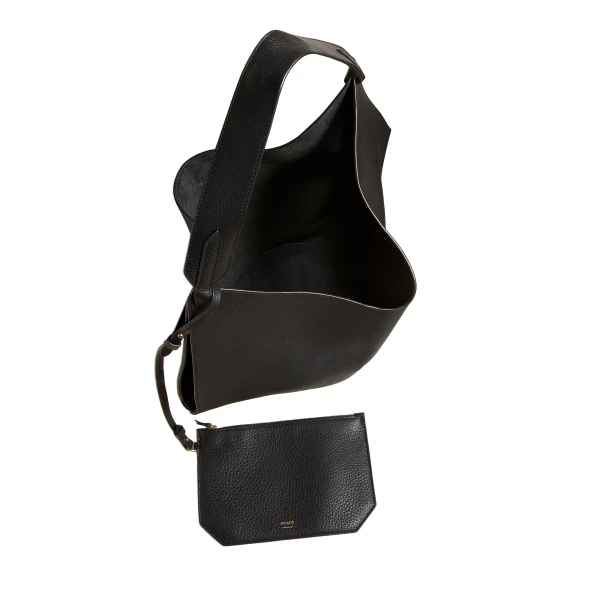 Medium Lotus Tote in Black Pebbled Leather - Image 3