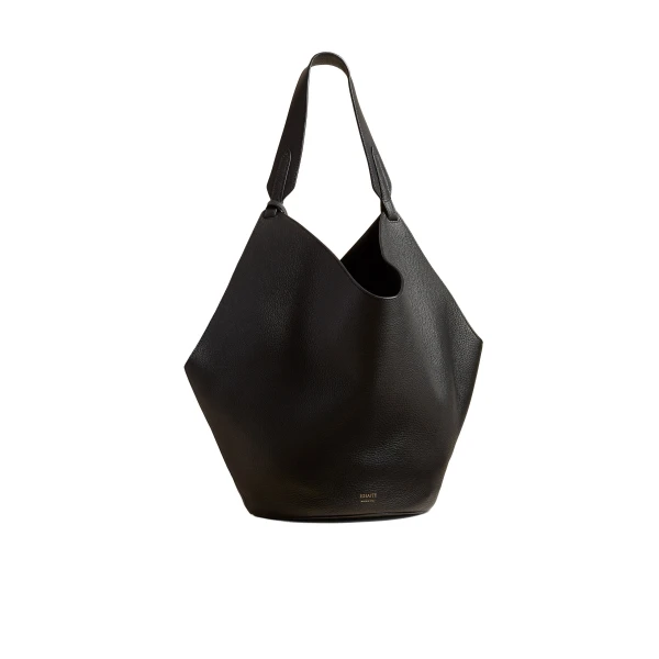 Medium Lotus Tote in Black Pebbled Leather