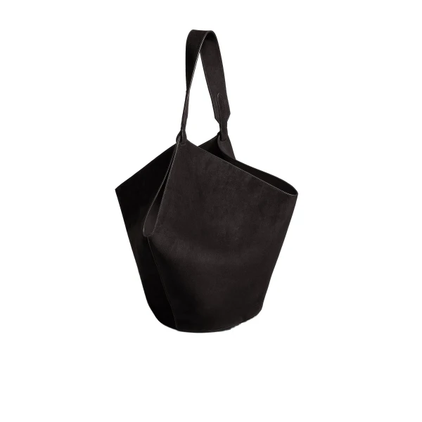 Medium Lotus Tote in Black Suede - Image 2