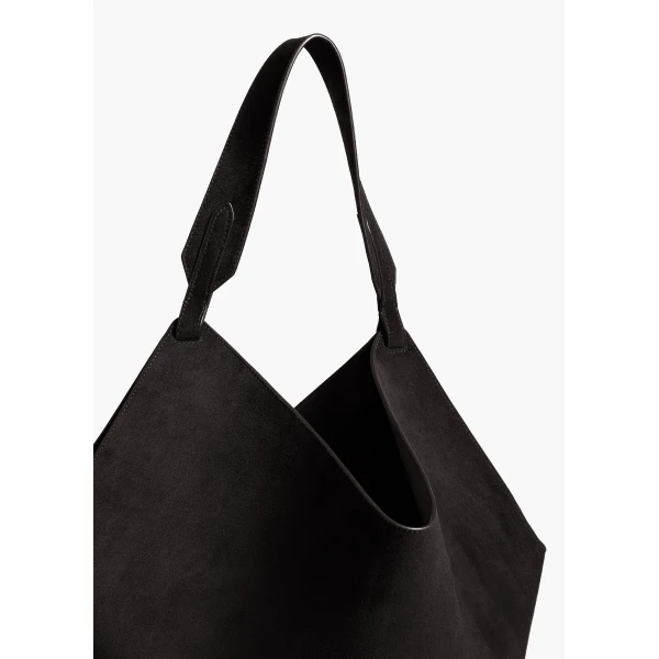 Medium Lotus Tote in Black Suede - Image 4