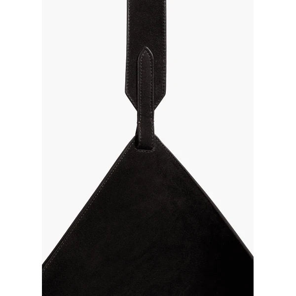 Medium Lotus Tote in Black Suede - Image 5
