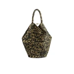 Khaite Medium Lotus Tote in Black and White Raffia