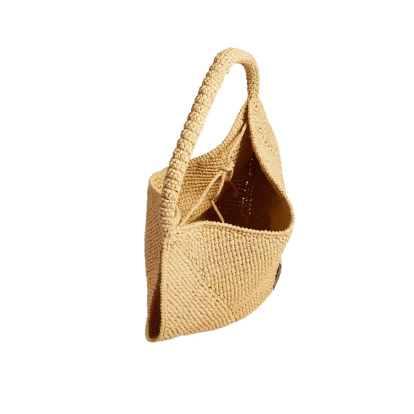 Medium Lotus Tote in Natural Raffia - Image 3