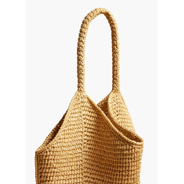 Medium Lotus Tote in Natural Raffia - Image 4
