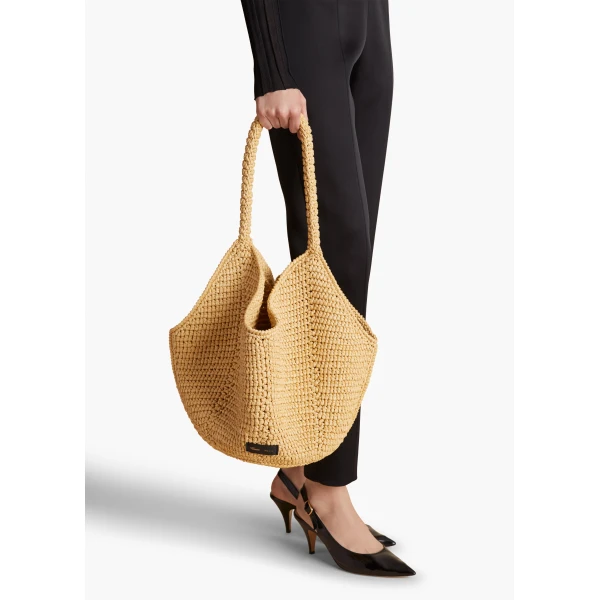 Medium Lotus Tote in Natural Raffia - Image 5