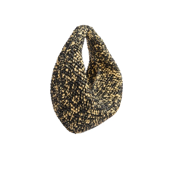 Medium Olivia Hobo in Black and White Raffia - Image 2