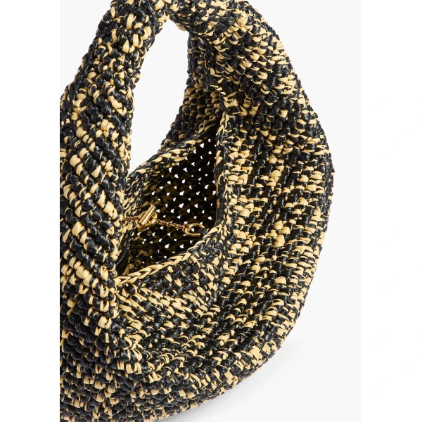 Medium Olivia Hobo in Black and White Raffia - Image 3
