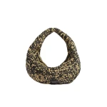 Khaite Medium Olivia Hobo in Black and White Raffia