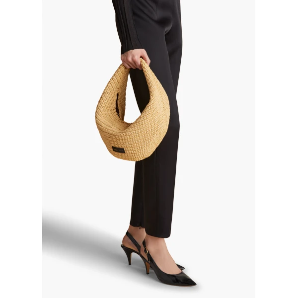 Medium Olivia Hobo in Natural Raffia - Image 4