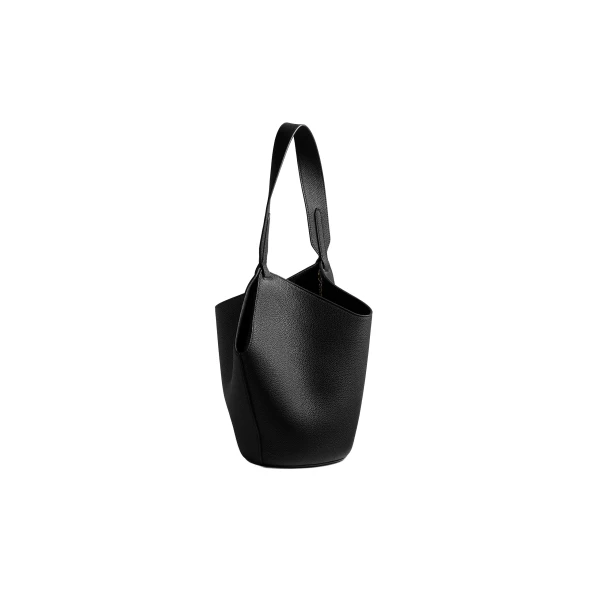 Mini Lotus Tote in Black Pebbled Leather - Image 2