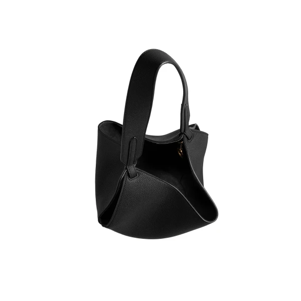 Mini Lotus Tote in Black Pebbled Leather - Image 4