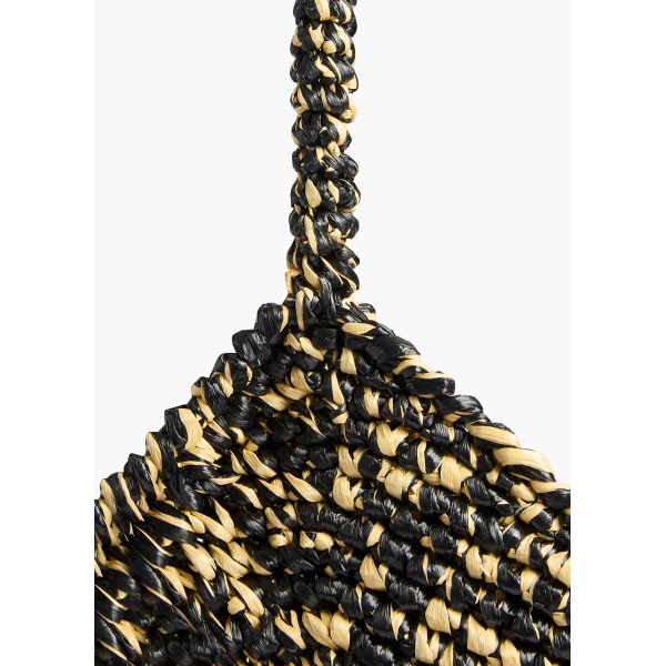 Mini Lotus Tote in Black and White Raffia - Image 4