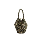 Khaite Mini Lotus Tote in Black and White Raffia