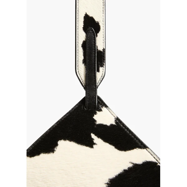 Mini Lotus Tote in Cow Print Haircalf/Black Suede - Image 4