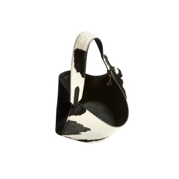 Mini Lotus Tote in Cow Print Haircalf/Black Suede - Image 5