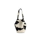 Khaite Mini Lotus Tote in Cow Print Haircalf/Black Suede