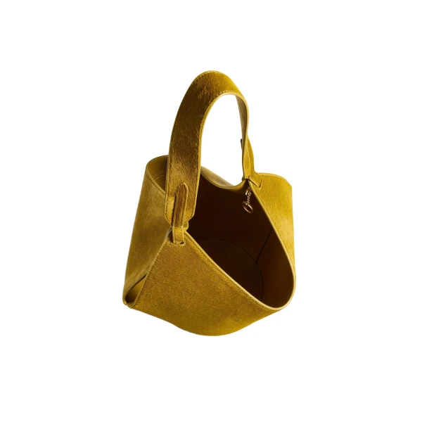 Mini Lotus Tote in Golden Olive Suede - Image 4