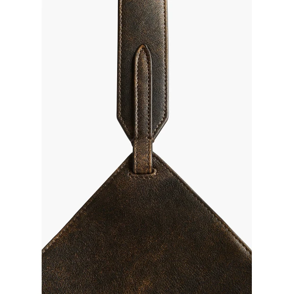 Mini Lotus Tote in Natural and Black Distressed Leather - Image 4
