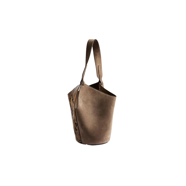 Mini Lotus Tote in Python-Embossed Taupe and Morning Dove - Image 2