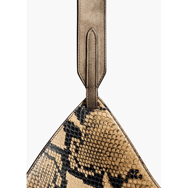 Mini Lotus Tote in Python-Embossed Taupe and Morning Dove - Image 4
