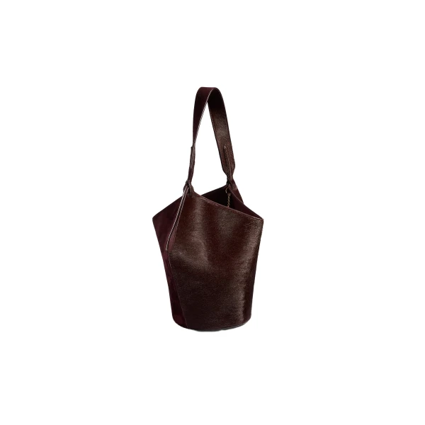 Mini Lotus Tote in Rouge Noir Suede and Haircalf - Image 2