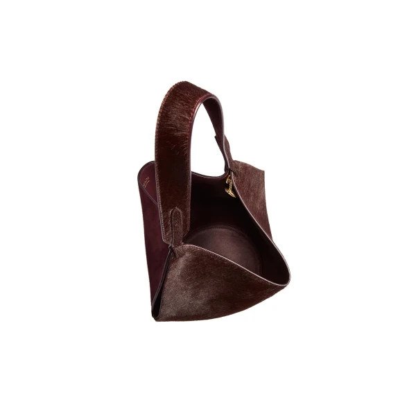 Mini Lotus Tote in Rouge Noir Suede and Haircalf - Image 5