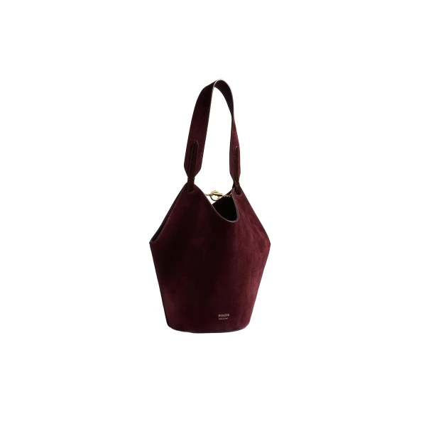 Mini Lotus Tote in Rouge Noir Suede and Haircalf