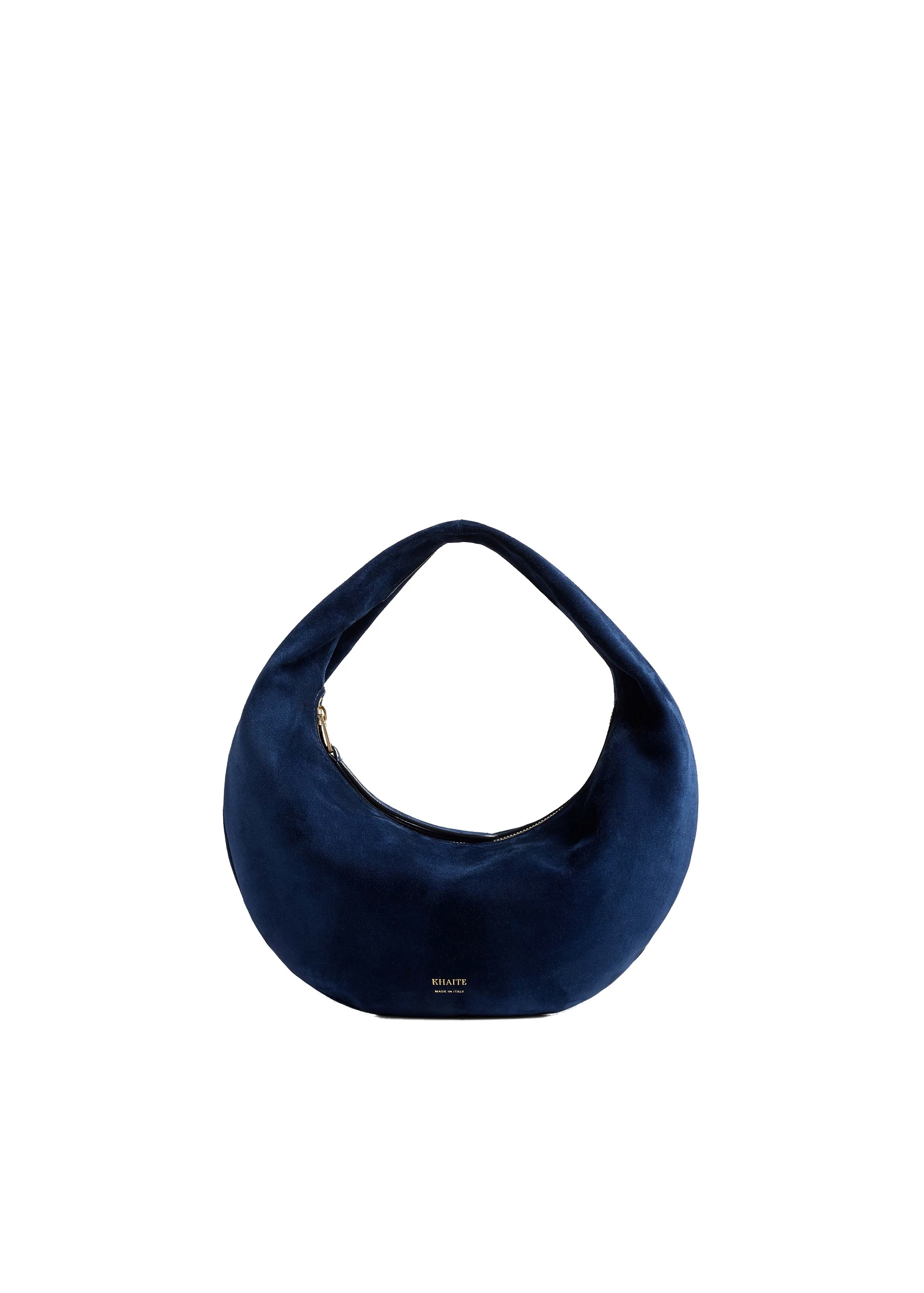 Khaite Mini Olivia Hobo in Midnight Navy Suede | Buy Bags at Luxury Shoes Khaite Mini Olivia Hobo in Midnight Navy Suede