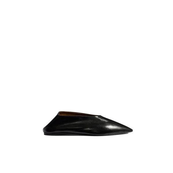 Miriam Ballerina in Black Glazed Leather - Image 4