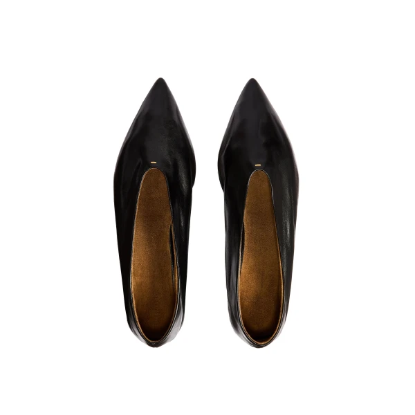 Miriam Ballerina in Black Glazed Leather - Image 5