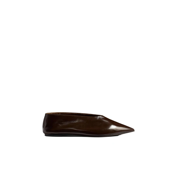 Khaite Miriam Ballerina in Cacao Glazed Leather