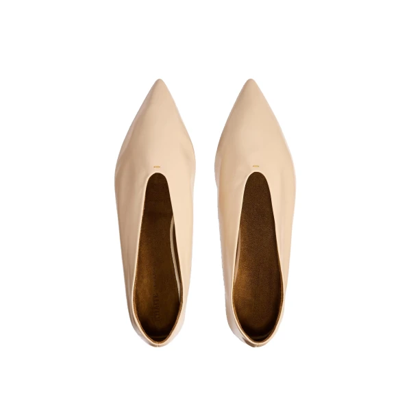 Miriam Ballerina in Nude Glazed Leather - Image 5