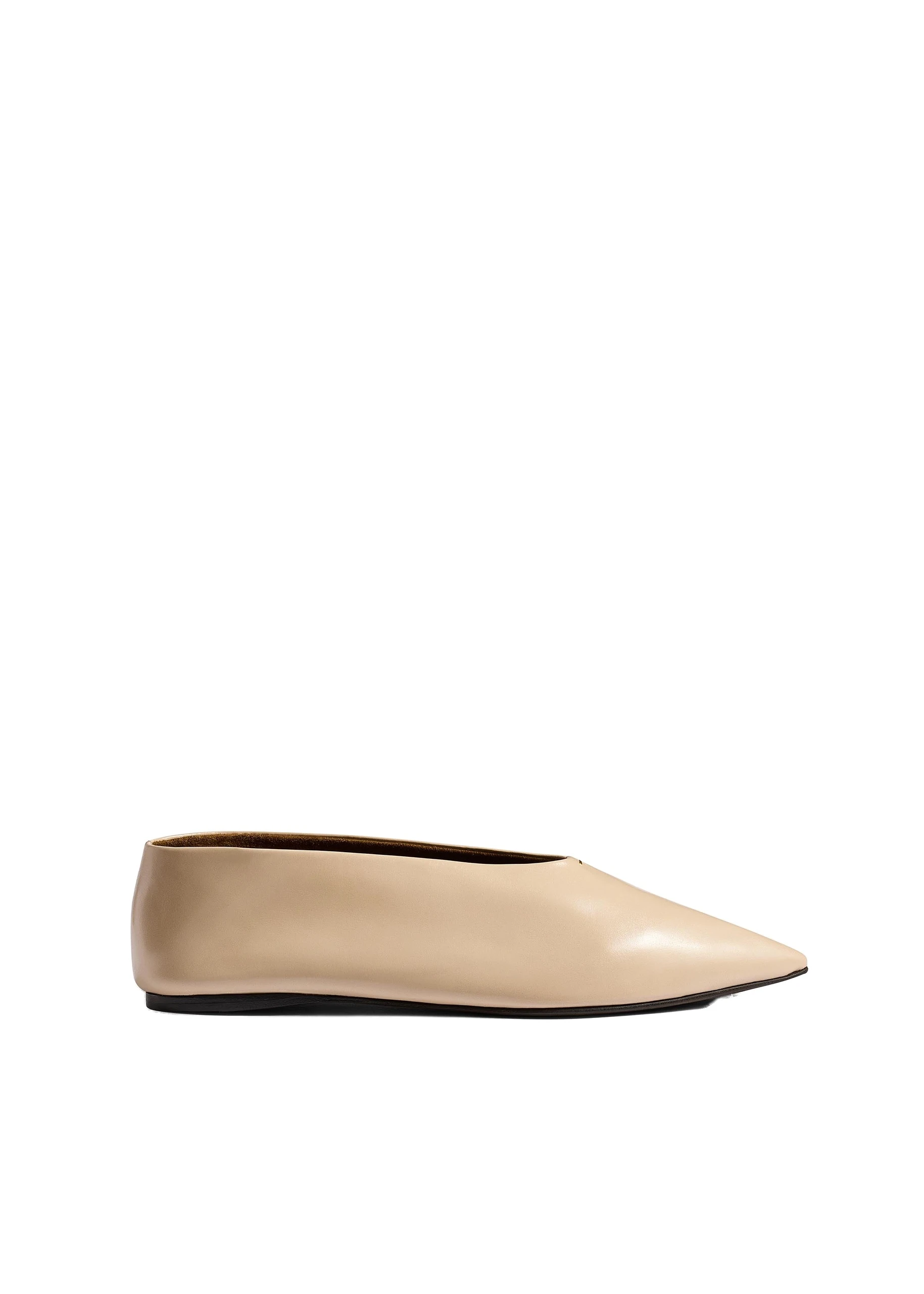 Khaite Miriam Ballerina in Nude Glazed Leather | Buy Shoes at Luxury Shoes Khaite Miriam Ballerina in Nude Glazed Leather