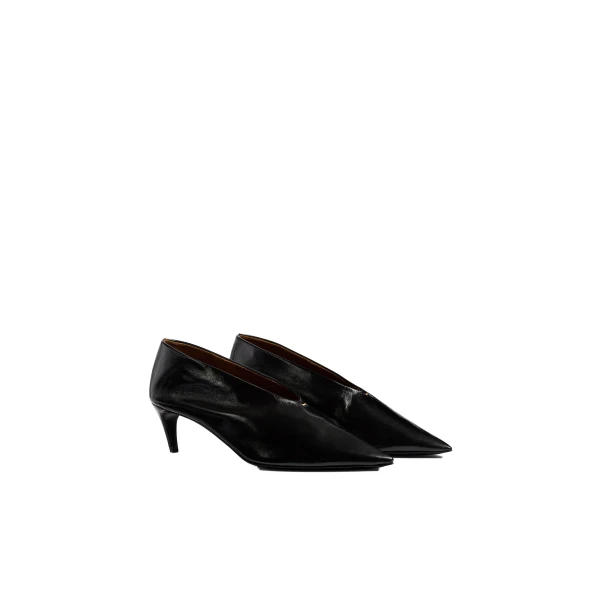 Miriam Low Pump in Black Glazed Leather - Image 2