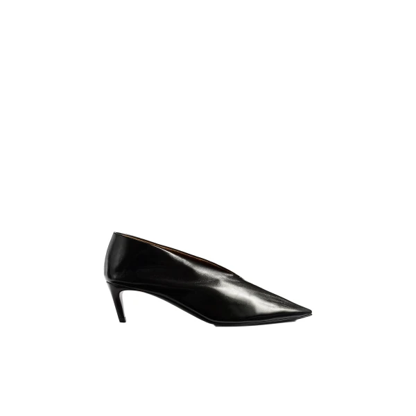 Khaite Miriam Low Pump in Black Glazed Leather