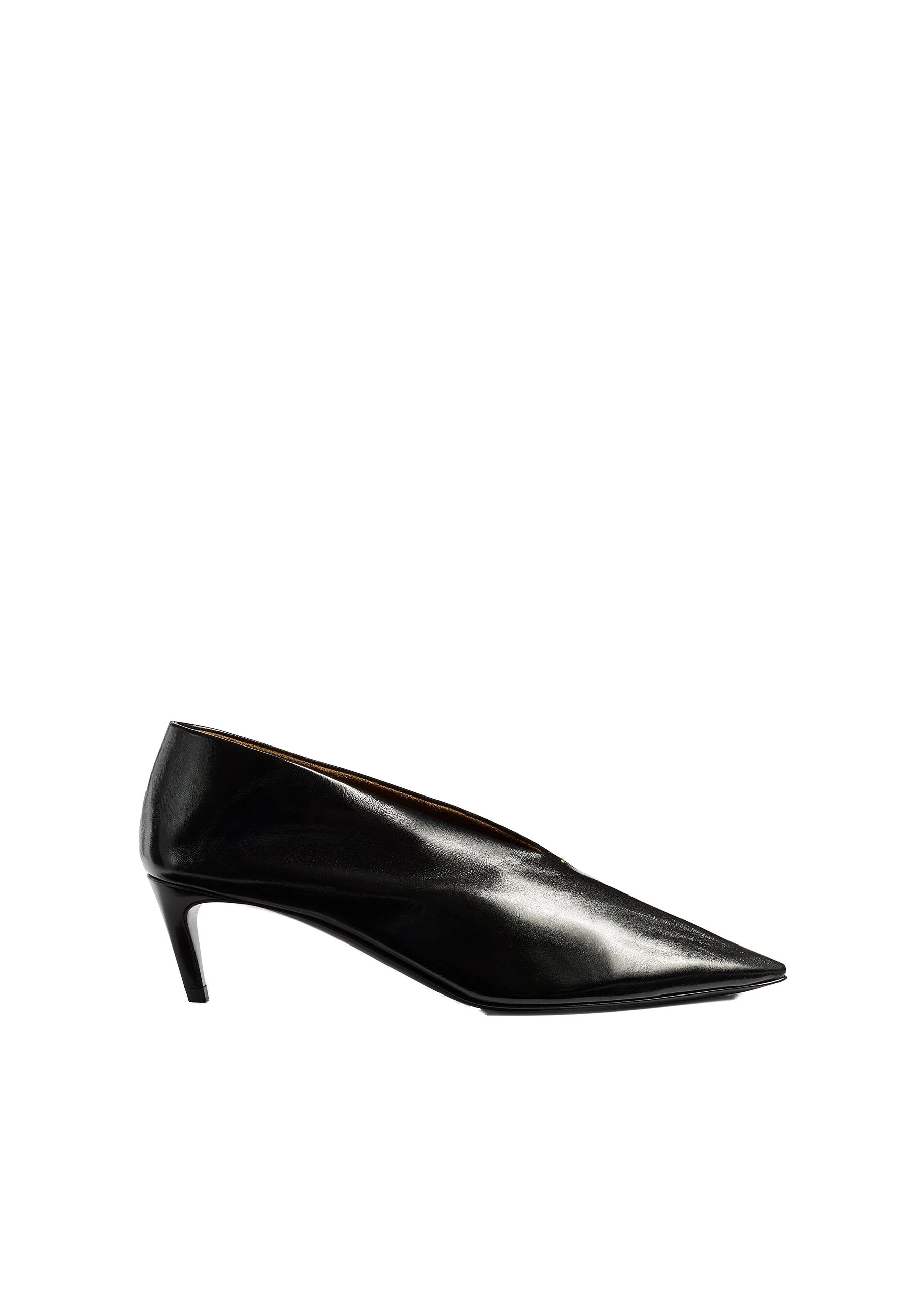 Khaite Miriam Low Pump in Black Glazed Leather | Buy Shoes at Luxury Shoes Khaite Miriam Low Pump in Black Glazed Leather