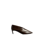 Khaite Miriam Low Pump in Cacao Glazed Leather