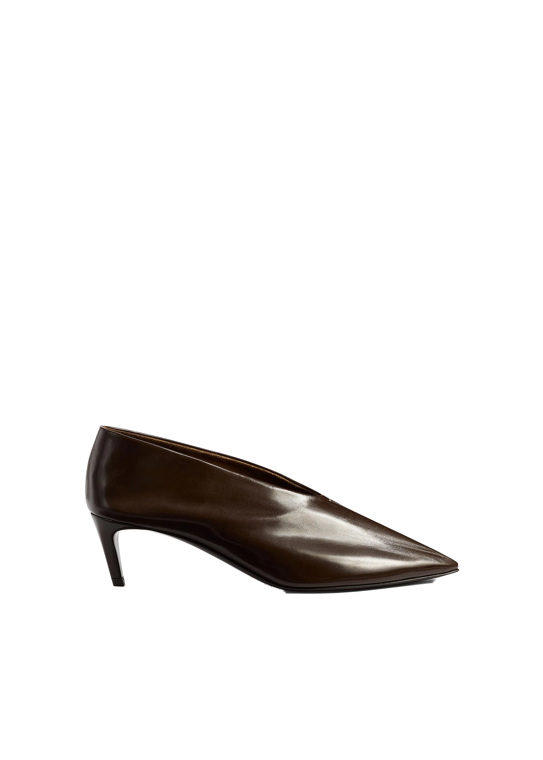 Khaite Miriam Low Pump in Cacao Glazed Leather | Buy Shoes at Luxury Shoes Khaite Miriam Low Pump in Cacao Glazed Leather