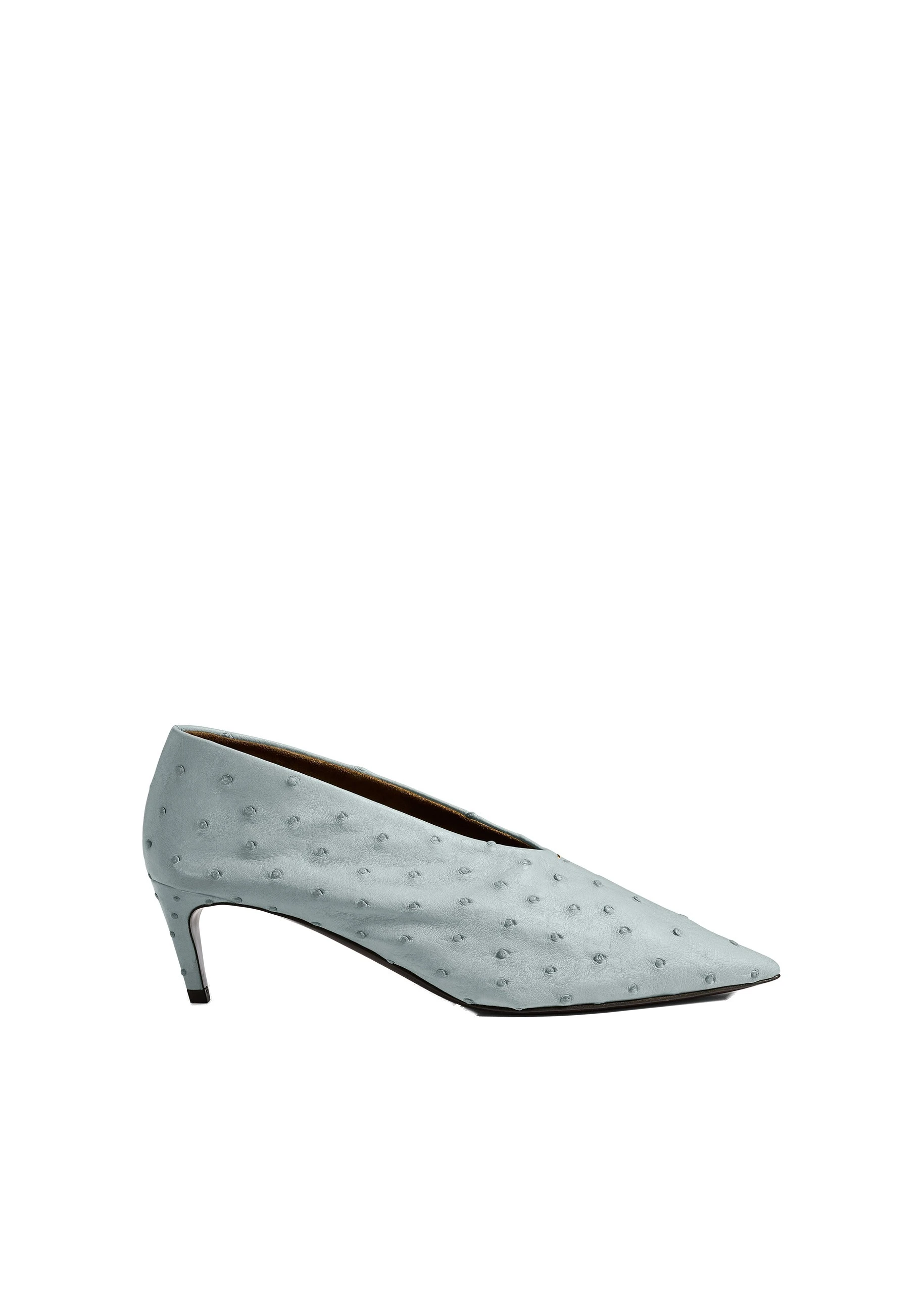 Khaite Miriam Low Pump in Frost Ostrich | Buy Shoes at Luxury Shoes Khaite Miriam Low Pump in Frost Ostrich