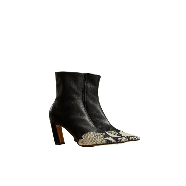 Nevada Stretch High Boot in Black with Python-Embossed Leather - Image 2