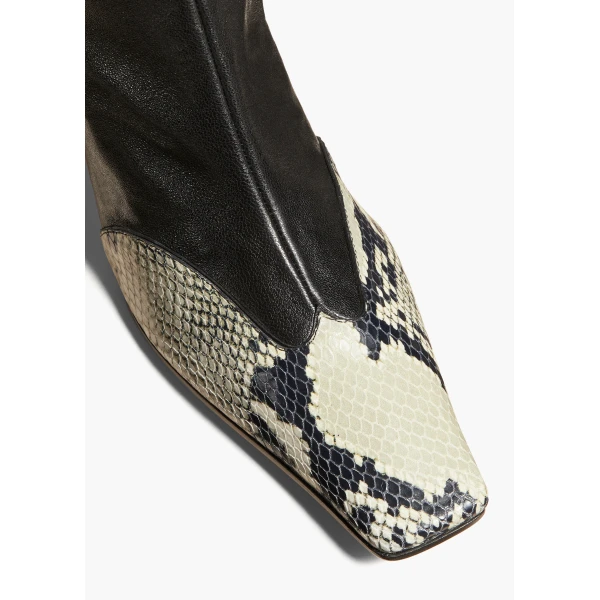 Nevada Stretch High Boot in Black with Python-Embossed Leather - Image 3